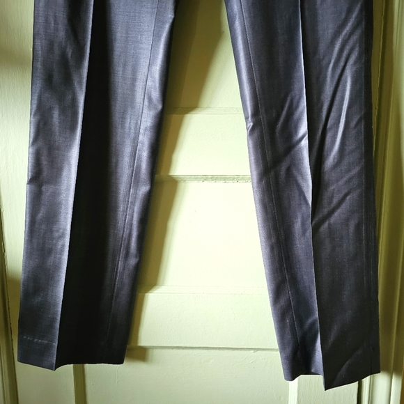 Virgin wool grey silver tailored dress pant trousers - Picture 9 of 11